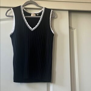 Black and White Trim V-Neck Tank / Vest Top